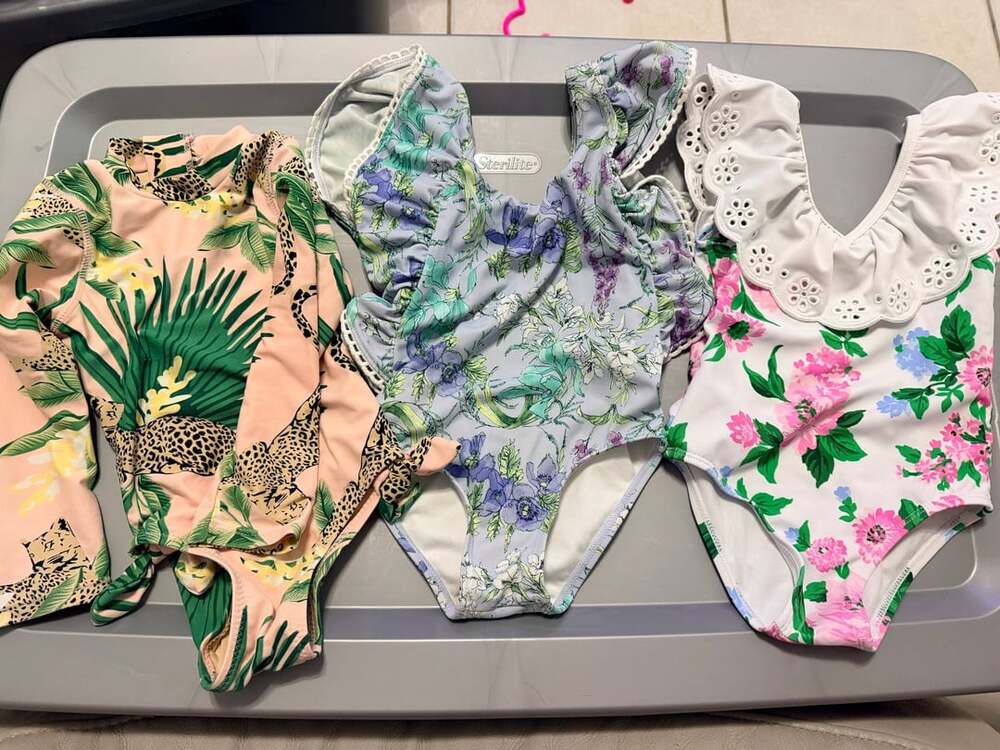 Swimsuits Lot Of 3 Floral Shade Critters Leopard Print Janie & Jack Floral 2t